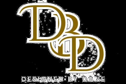 DD logo in gold and white with interlocking letters, text reads Designed by Dane below